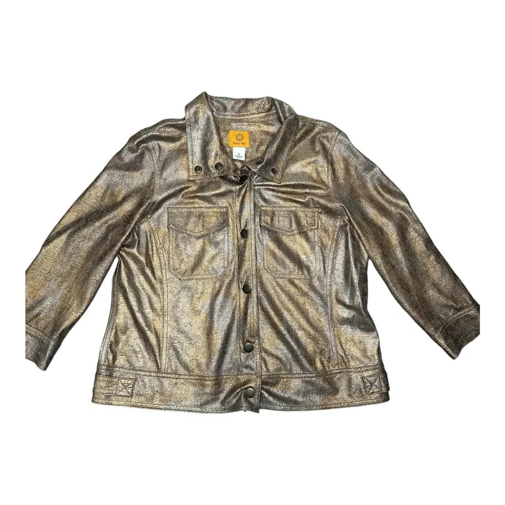 Ruby Red Women's Metallic Gold Jacket Sz: 12 - Picture 4 of 9